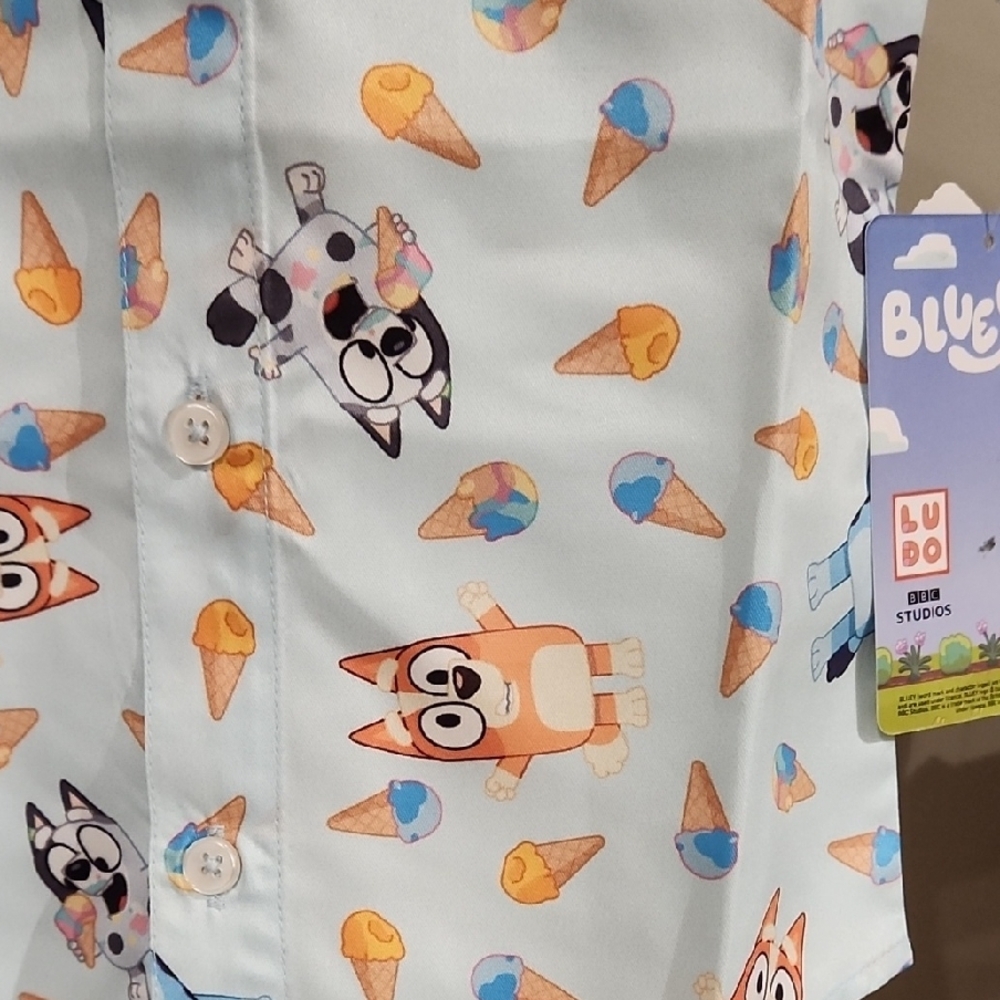 Bluey Button Down Shirt with Cartoon Animal Design. - Picture 9 of 13